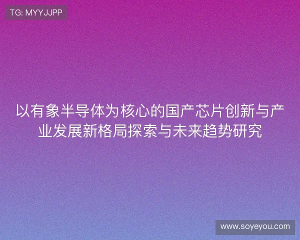 以有象半导体为核心的国产芯片创新与产业发展新格局探索与未来趋势研究